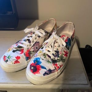 Superga floral sneakers, size 9.5